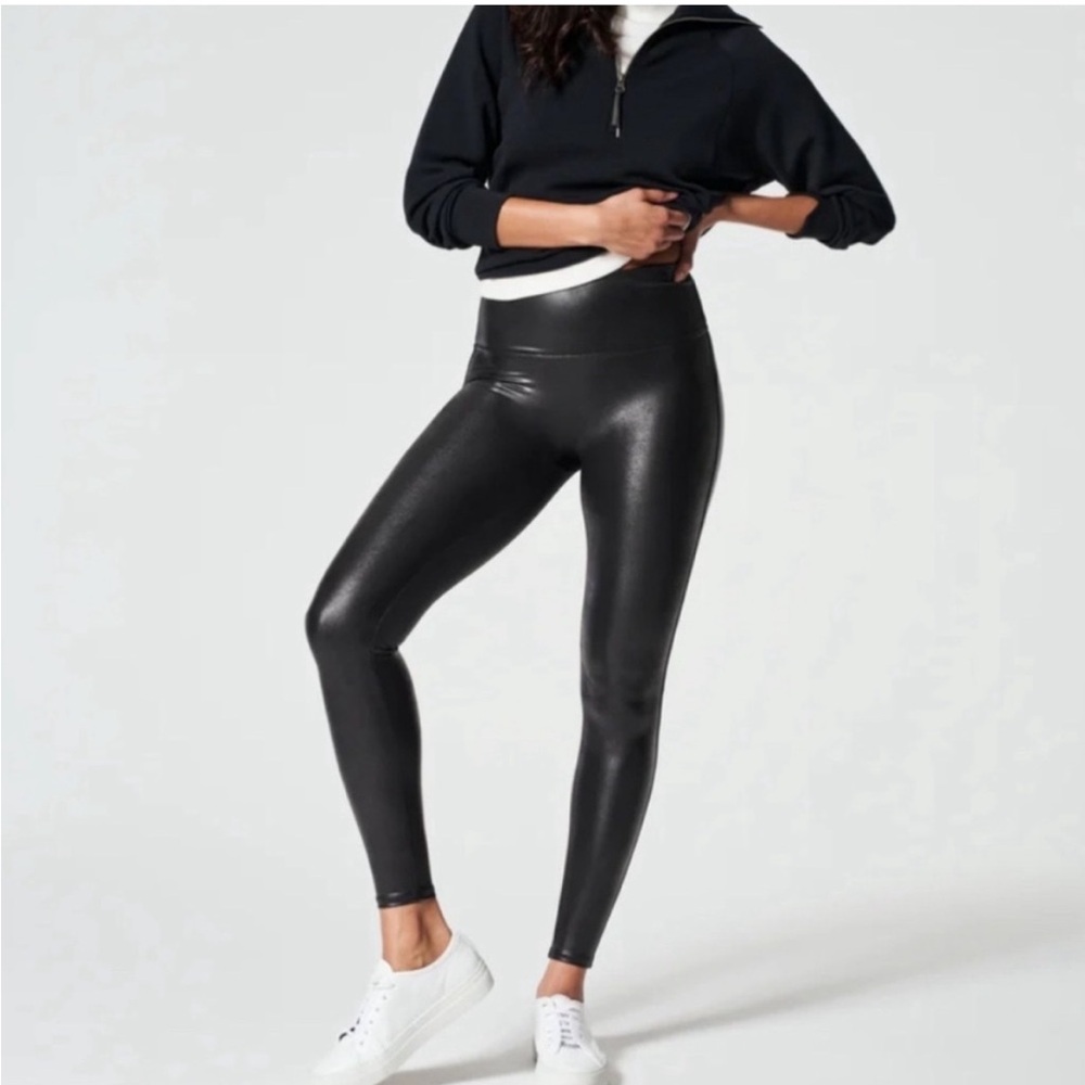 Spanx Faux Leather Leggings size L 2437 Black